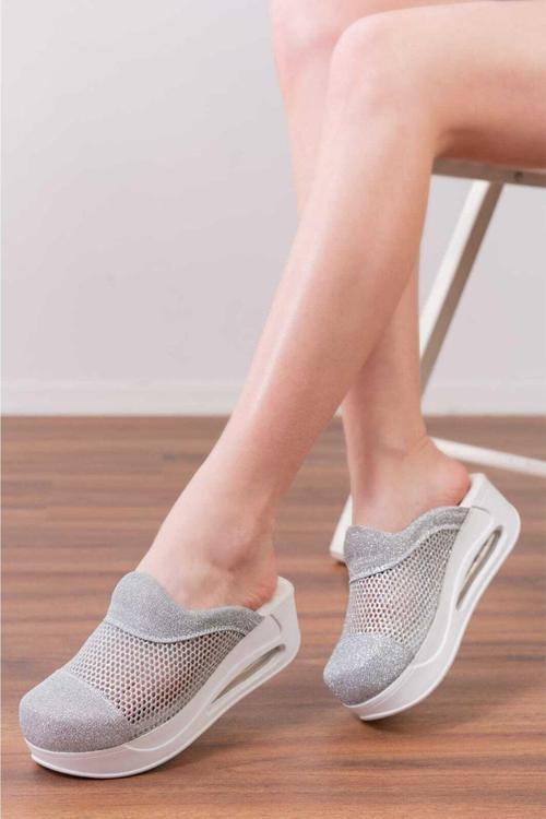 Gri Özel Tasarım Fileli Airmax Kadın Sabo Ortopedik Anatomik Doktor,Hemşire,Güzellik Merkezi Terliği