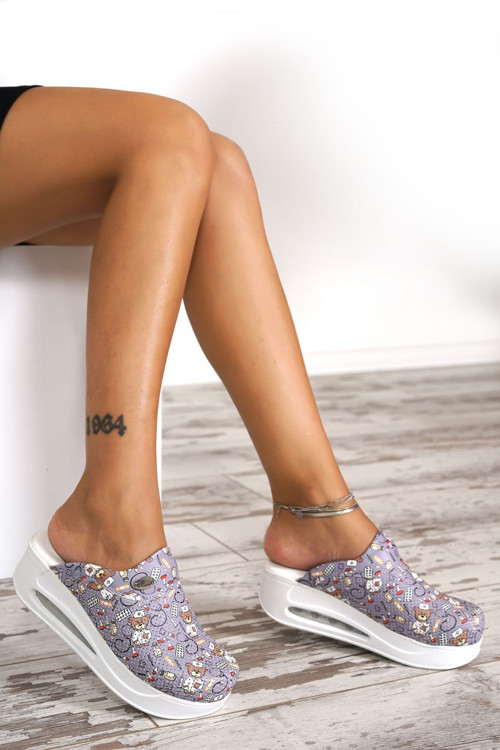 Gri Ayıcık Kadın Air Max Sabo Ortopedik Anatomik Hastene, Doktor, Hemşire, Aşçı Terliği