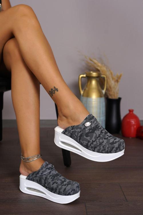 Gri Kamuflaj Kadın Airmax Tam Ortopedik Anatomik Hastene, Doktor, Hemşire, Aşçı Sabo Terlik