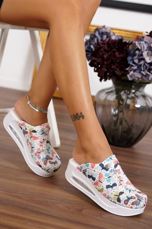 Pastel Kelebek Desen Kadın Sabo Tam Ortopedik Ve Anatomik Yapılı Konforlu Airmax Terlik