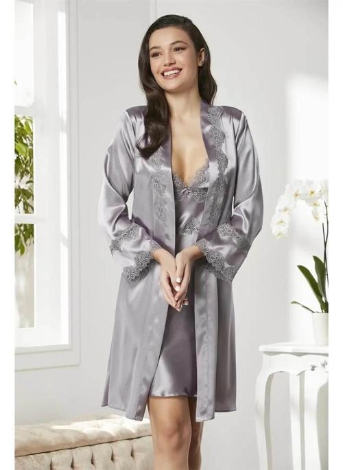 6'lı Kaplı Midi Gecelik Sabahlık Set 6965 Royal