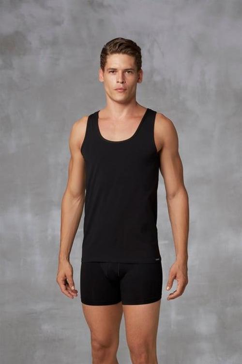 Erkek Modal Geniş Bisiklet Yaka Atlet 2011 Siyah