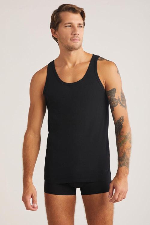 Kom Scott Askılı 2 li Basic Erkek Siyah Atlet