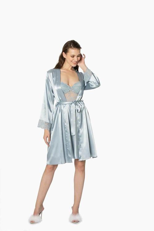 Mist Sütyen Kaplı Sabahlık Gecelik Set 4265