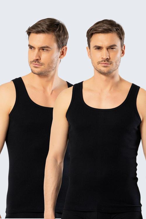 Erkek 2'li %100 Pamuk Atlet 1501/Siyah