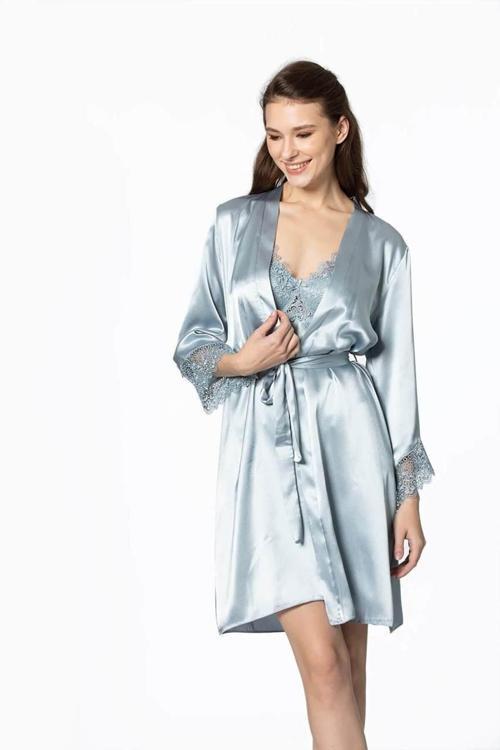 6'lı Kısa Gecelik Sabahlık Çeyiz Set 6040 Mist