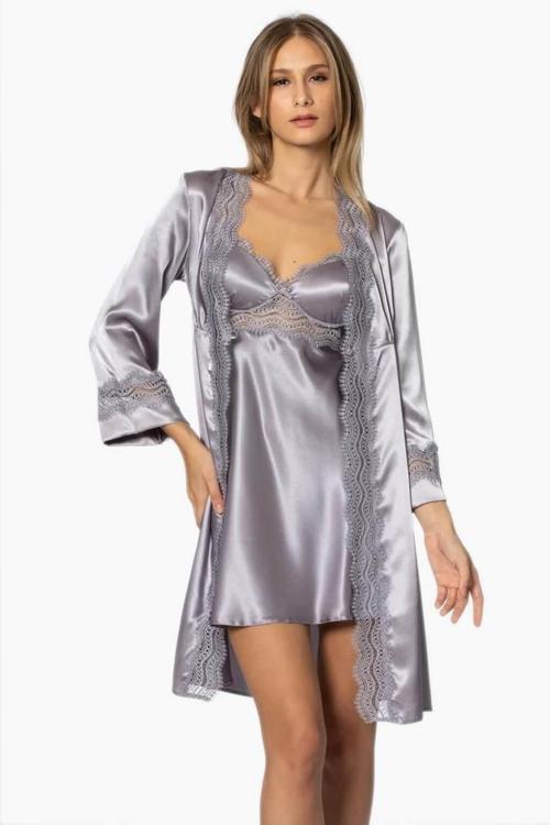 6'lı Saten Gecelik Sabahlık Çeyiz Seti 6010 Royal