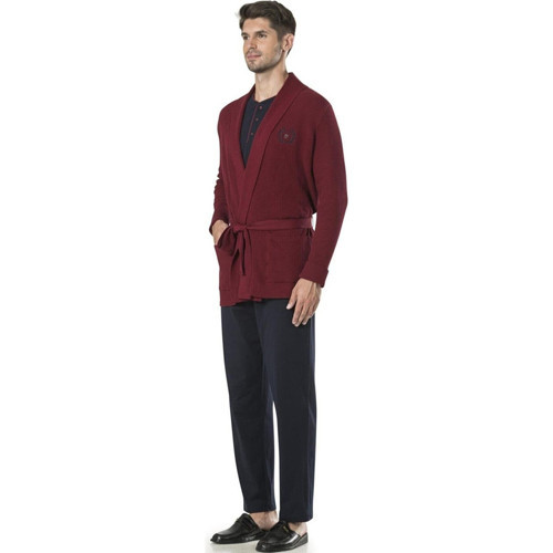 5595 5'li Triko Röpteşambır Pijama Seti Bordo