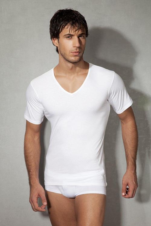 Erkek Pamuklu V Yaka Kısa Kol T Shirt 2810