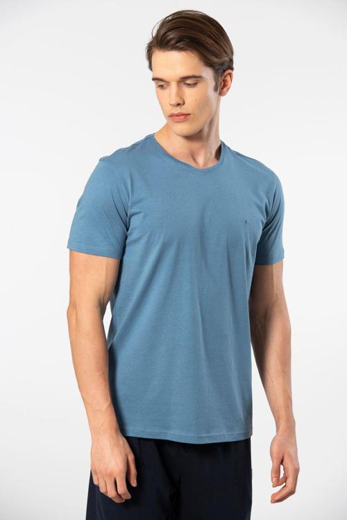 Erkek Bisiklet Yaka T-shirt 2169/İndigo