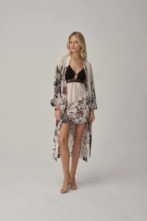 Vegan Ipek Saten Dörtlü Gelin Çeyiz Takımı - Lx.25244 Ivory