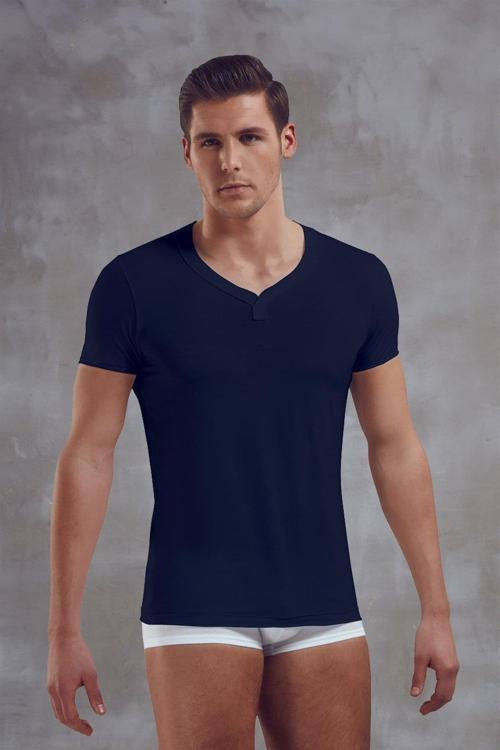 Erkek Micromodal Bisiklet Yaka Kısa Kol T Shirt 2860 Lacivert