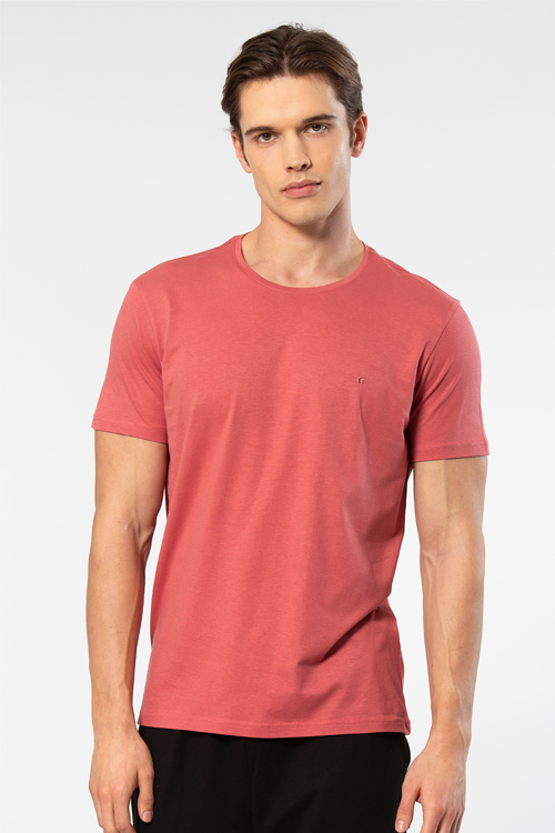 Erkek Bisiklet Yaka T-shirt 2169/Mercan