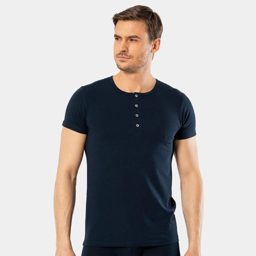 Erkek Bisiklet Yaka Düğmeli T-shirt 1308/Lacivert