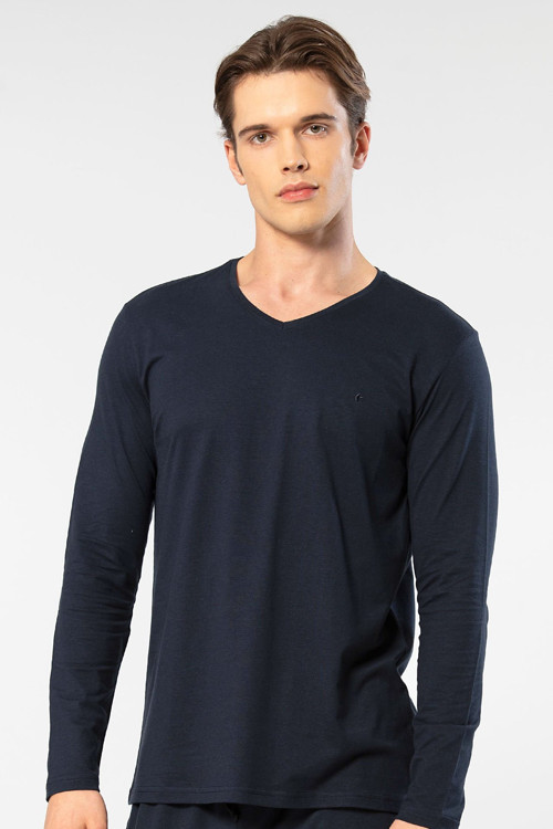 Erkek Modal Pamuk V Yaka T-shirt 2243/Lacivert