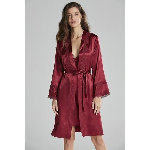 6965 Altılı Saten Gecelik Sabahlık Takımı Bordo