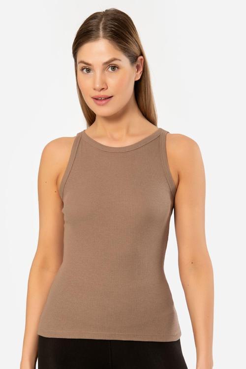 Kadın Halter Yaka Fitilli Atlet 3403/Kahve
