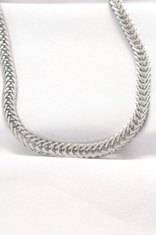 316L Çelik Silver Renk Balık Sırtı Zincir Kolye NS4022