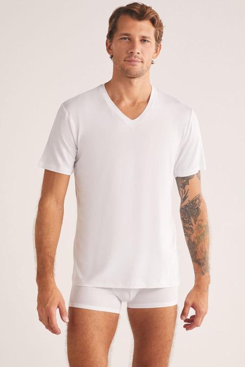 Kom Emilio V Yaka Modal Erkek Tshirt Byz