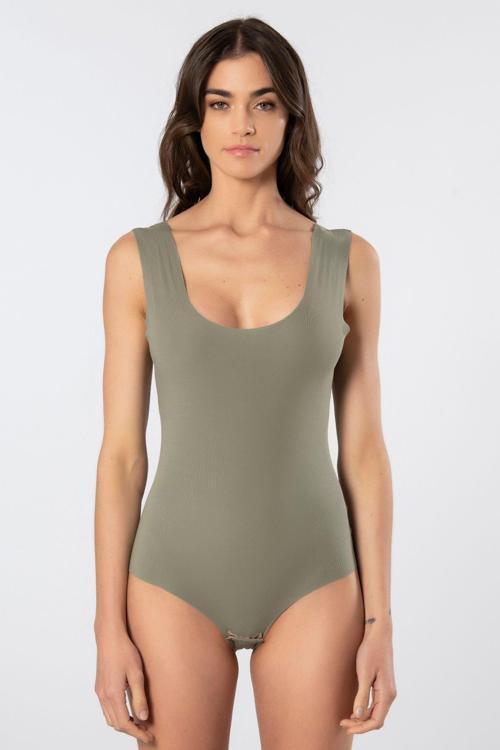 Kadın Lazer Kesim Pamuklu Çıtçıtlı Body 905/Yeşil