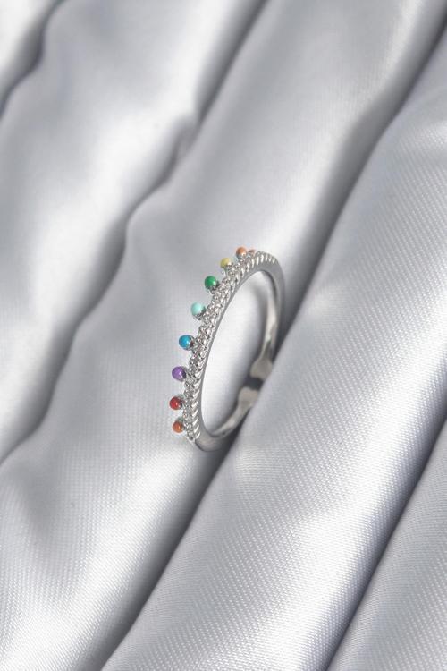 Pirinç Gümüş Renk Zirkon Taş Detay Kadın Yüzük NS4365