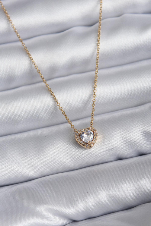316L Çelik Zincir Gold Renk Charm Kadın Kolye NS4417