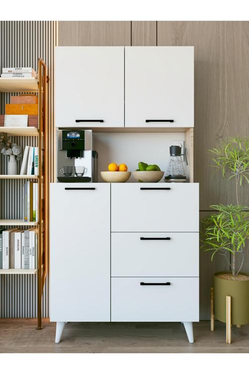 Çok Amaçlı Dolap Cordoba Kahve Köşesi 6 Kapaklı Mutfak Dolabı Fırın Raflı Dolap