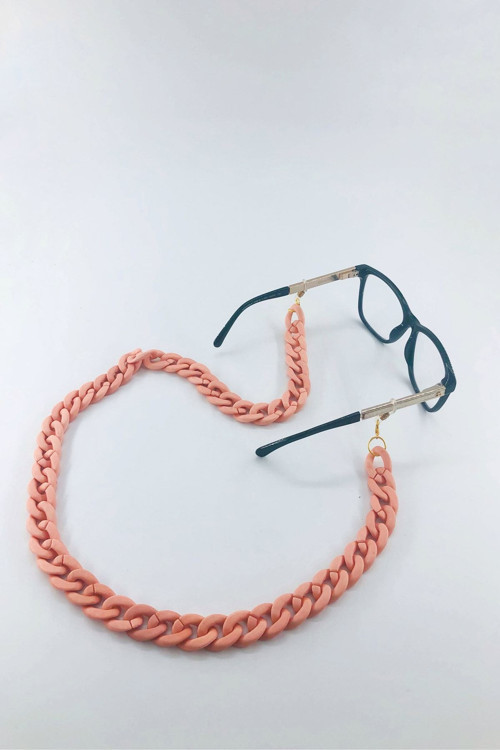 Kadın Pembe Mat Akrilik Gözlük Zinciri Maske Askısı