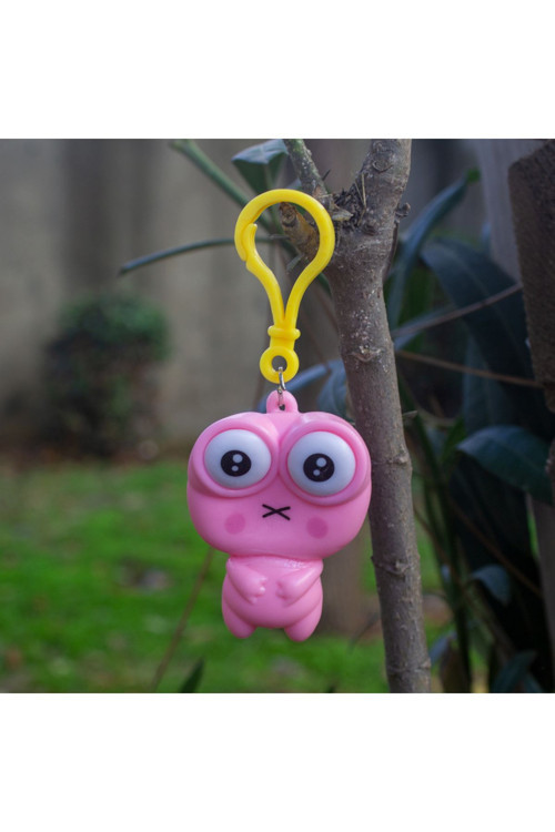 Anahtarlık Sevimli Emoji Göz Anahtarlık Pembe