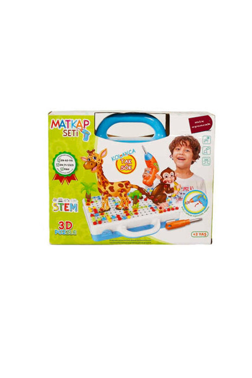 Oyuncak Eğitici Matkap 340 Parça Hayvan Aksesuarlı Süper Set 3D