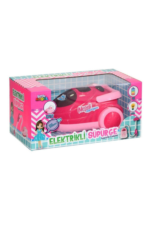 Büyük Boy Pilli Oyuncak Elektrikli Süpürge Pembe