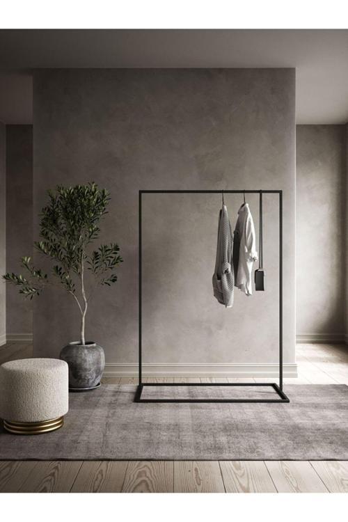 Sort Siyah Metal Elbise Askılığı Büyük