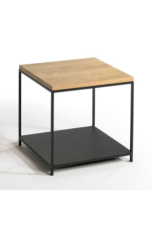 Gree Siyah Metal Ahşap Yan Sehpa