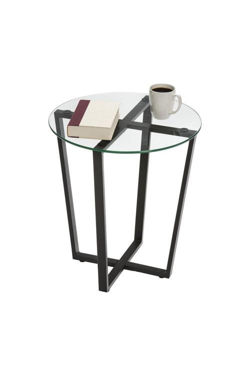 Lenny Yan Sehpa Siyah Metal Ayak Şeffaf Cam Tabla