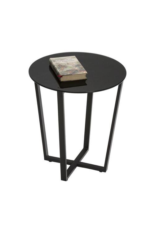 Lenny Yan Sehpa Siyah Metal Ayak Siyah Cam