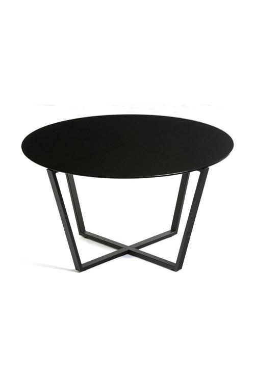 Lenny Orta Sehpa Siyah Metal Ayak Siyah Cam Tabla