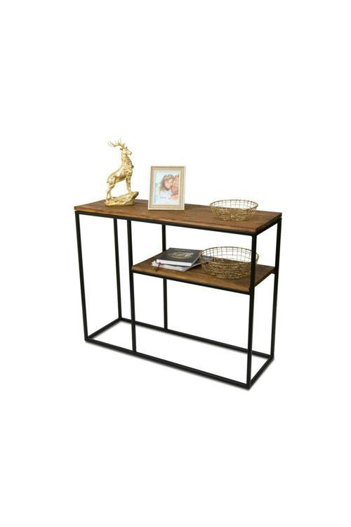 Adina Siyah Metal Ahşap Dresuar Konsol Karaçam