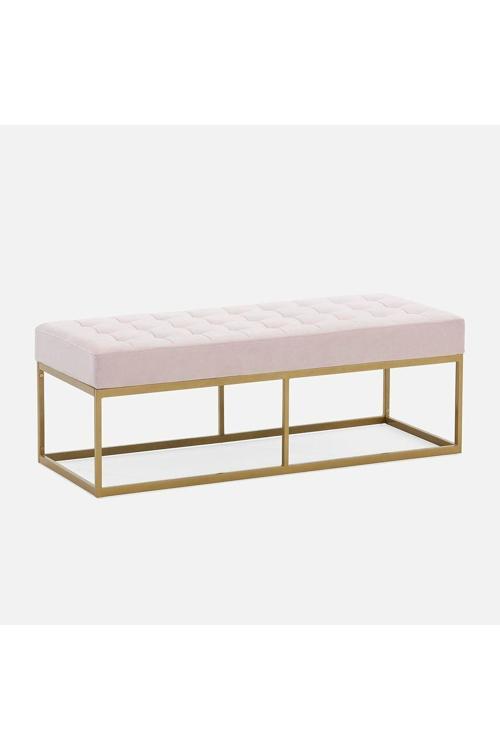 Camron Gold Metal Bench Pembe