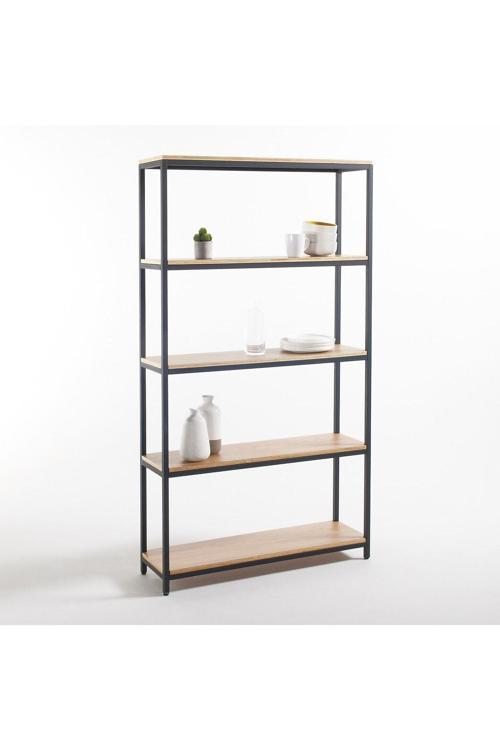 Fa Siyah Metal Ahşap Kitaplık