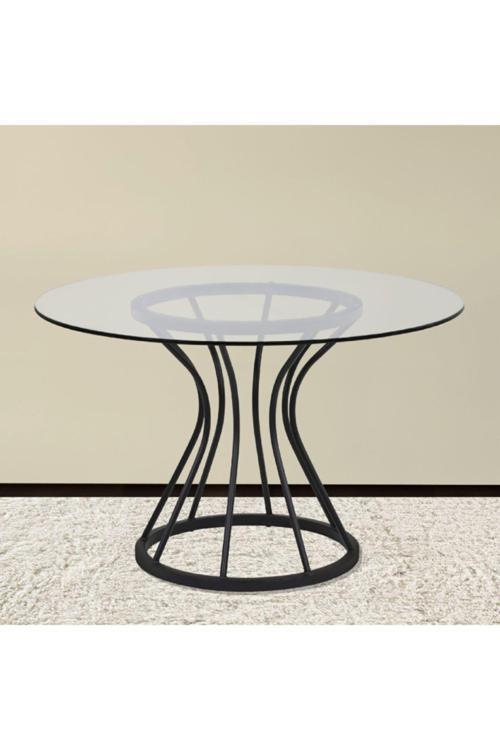 Zuri Siyah Metal Cam Yuvarlak Yemek Masası