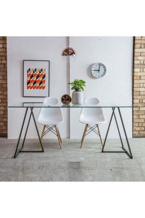 Trest Siyah Metal Cam Yemek Masası