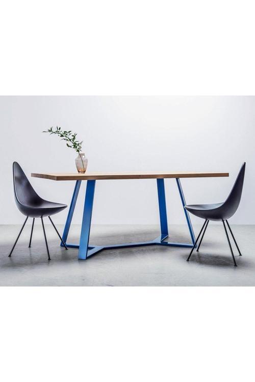 Yasi Mavi Metal Masif Yemek Masası