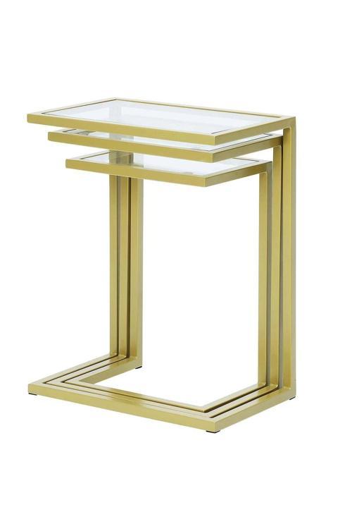 Bruc Gold Metal 3'Lü Zigon Sehpa