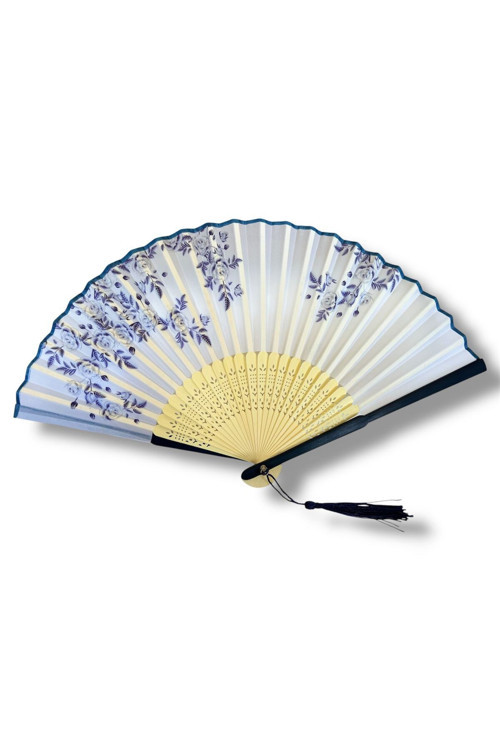 Tasarımlı Retro Bambu Katlanır Yelpaze - Japon Tarzı El Yelpazesi