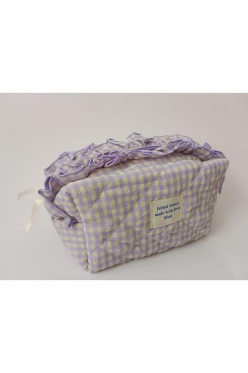 Mor Pötikare Firfirli Makyaj Çantası 17X10X11 Cm