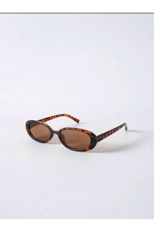 Oval Çerçeve Vintage Moda Kadınlar Için Güneş Gözlüğü (Leopar)