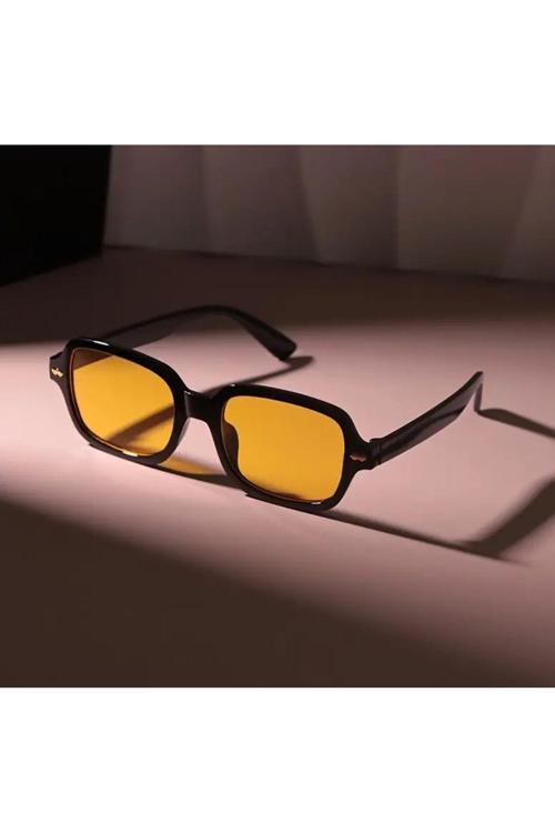 Retro Şık Kare Gözlükler Kadın Ve Erkek İçin - Klasik Sarı