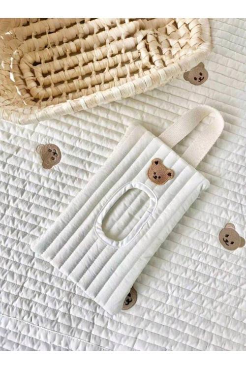 Ayicik Desenli Kumaş Bebek Islak Mendil Çantasi