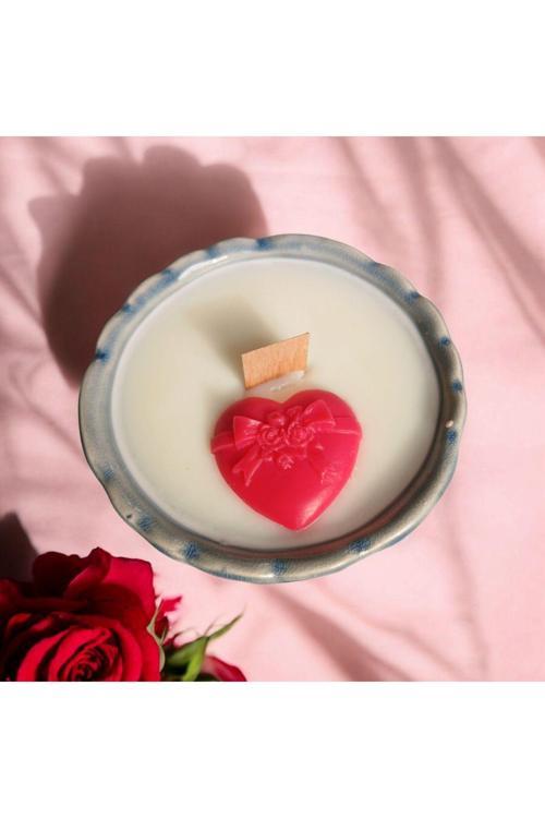 Sevgililer Günü Kalpli Seramik Soya Mum