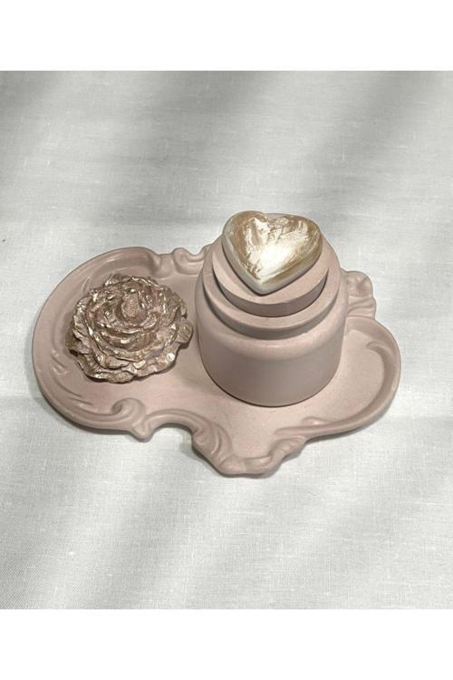 Kavanoz Soya Mumu& Şakayik Koku Taşı(Pudra Pembe)